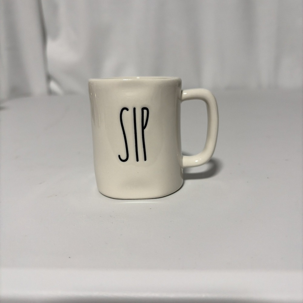 Rae Dunn Miniature Sip Mini Mug White Ceramic Artisan Collection by Magenta 4oz
